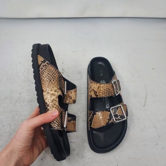 Birkenstock 1774 Arizona Snake Brown Slide Sandal - Picture 3 of 7